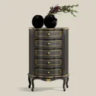 Bedroom Chest of Drawers with 5 Classic Wooden Drawers Made in Italy - Leonor Viadurini