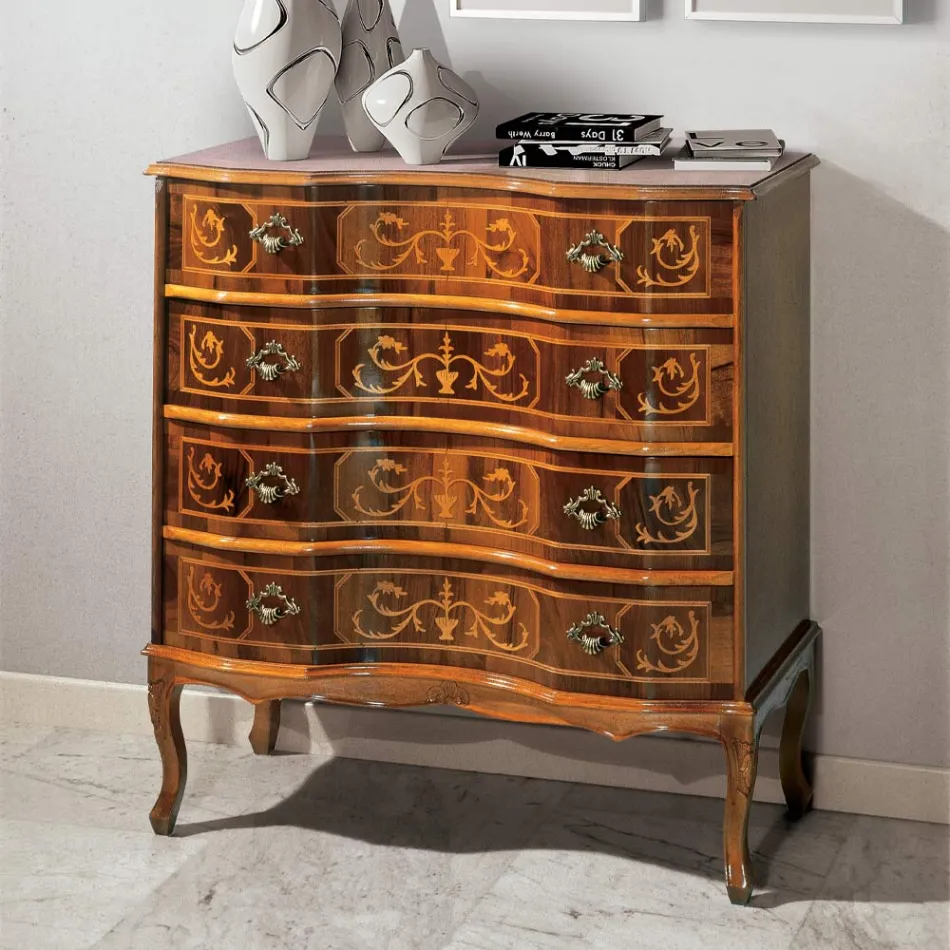 Classic Luxury Walnut Chest of Drawers Made in Italy - Elegant Viadurini