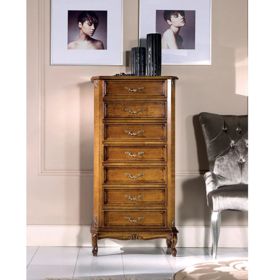 Classic Style Wooden Chest of 7 or 5 Drawers Made in Italy - Richard Viadurini