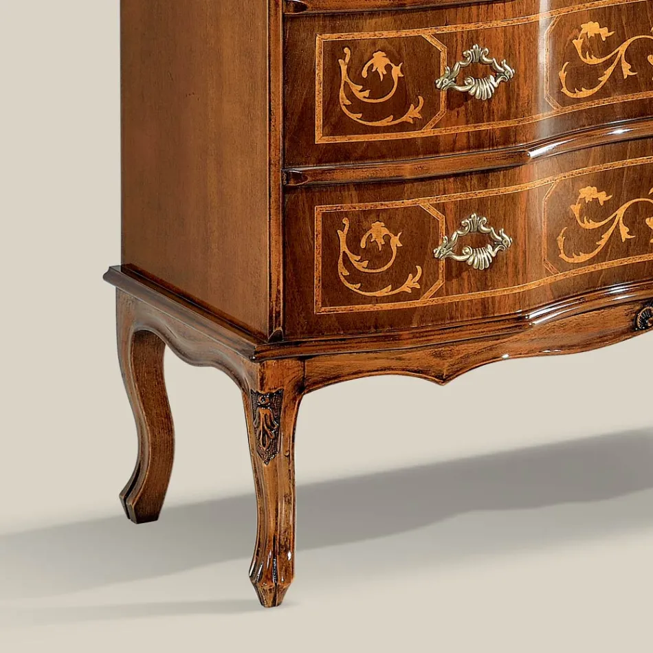 Classic Style Chest of Drawers in Wood with 3 Drawers Made in Italy - Elegant Viadurini