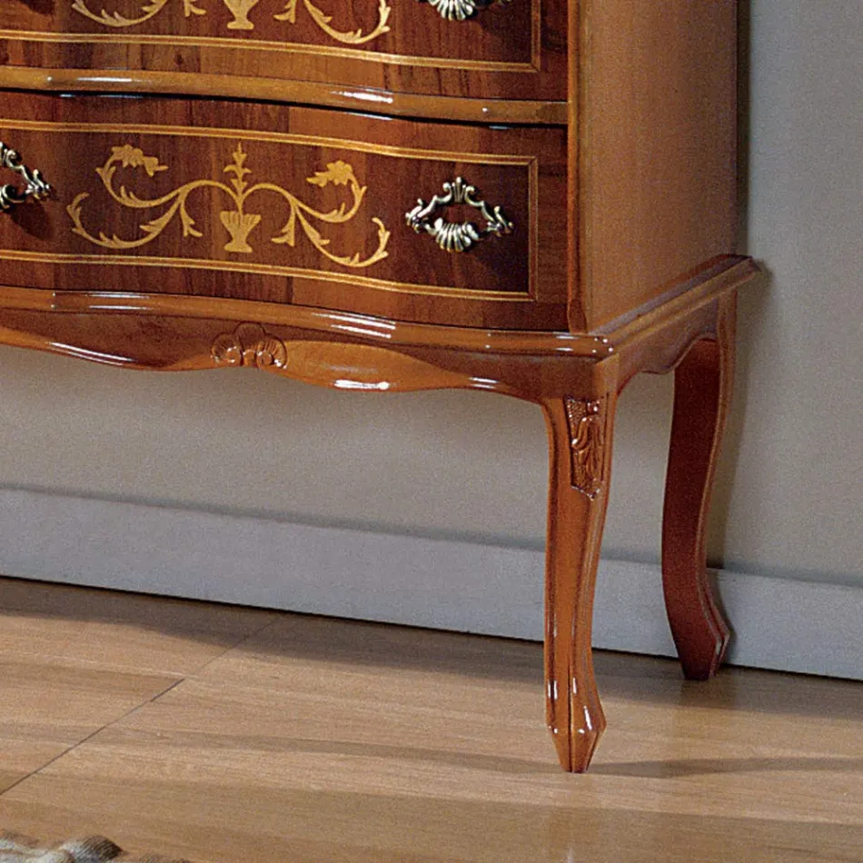 Classic Style Chest of Drawers in Wood with 6 Drawers Made in Italy - Elegant Viadurini