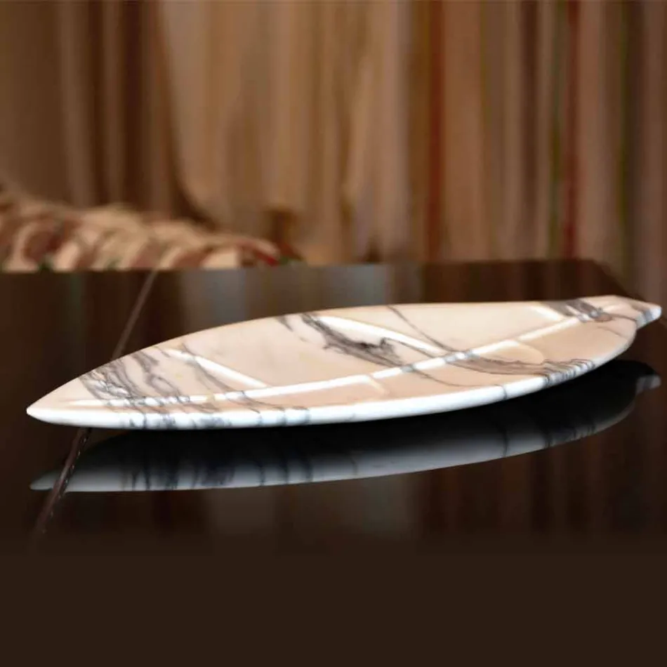 Centerpiece in Arabescato Marble with Leaf Shape Made in Italy - Treviso Viadurini