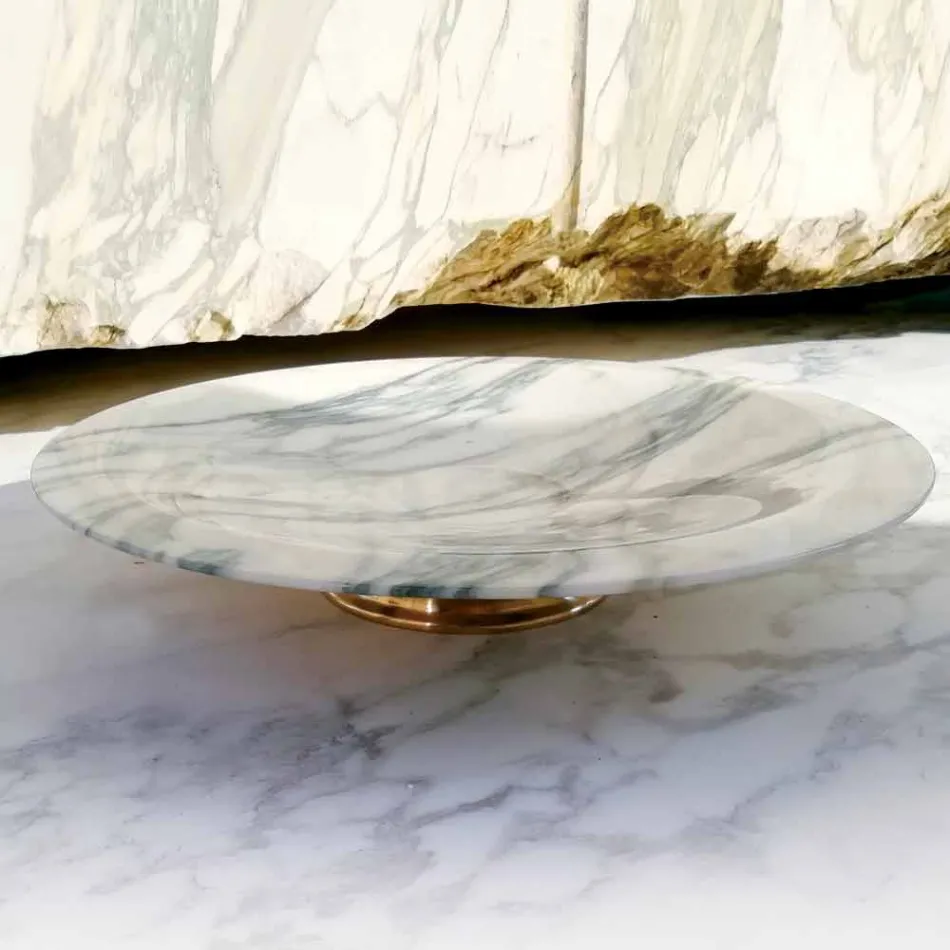 Centerpiece in Brezza della Versilia Marble and Metal Made in Italy - Amabile Viadurini