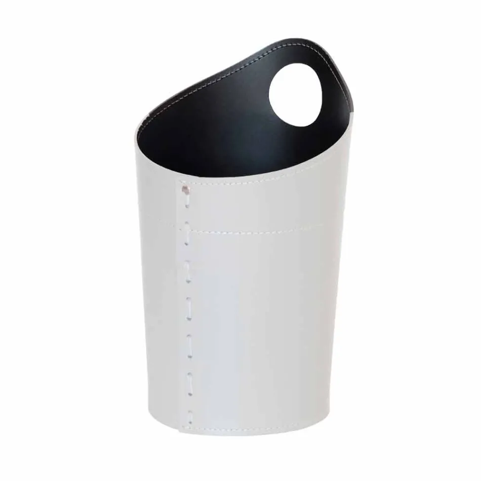 Recycled paper waste basket in Ambrogio handmade leather Viadurini