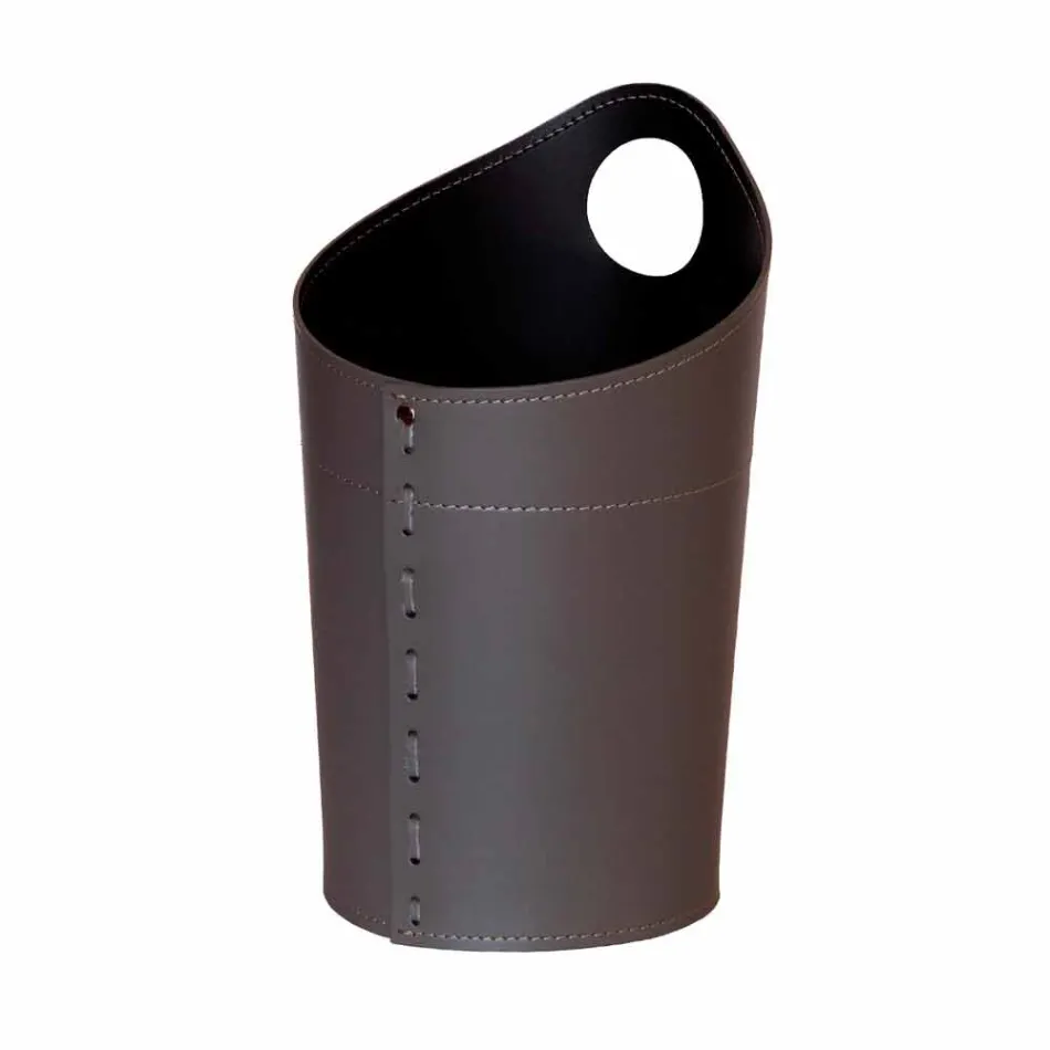 Recycled paper waste basket in Ambrogio handmade leather Viadurini