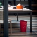 Leather waste paper basket for Servus office, handmade in Italy