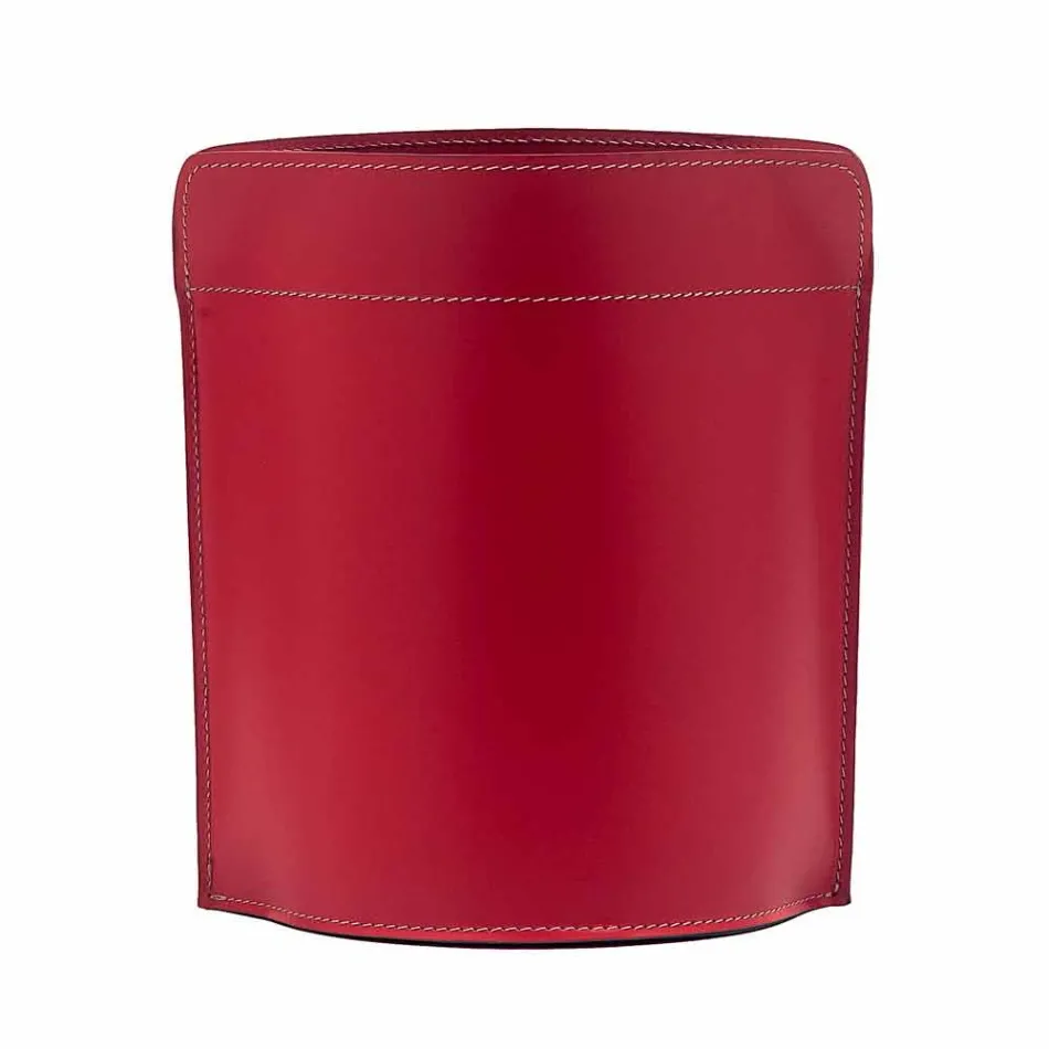 Waste paper basket made in Italy in regenerated Canistro leather Viadurini