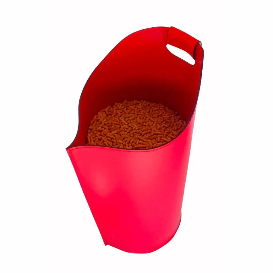 Internal leather pellet basket 15 Kg of Sapel design Viadurini