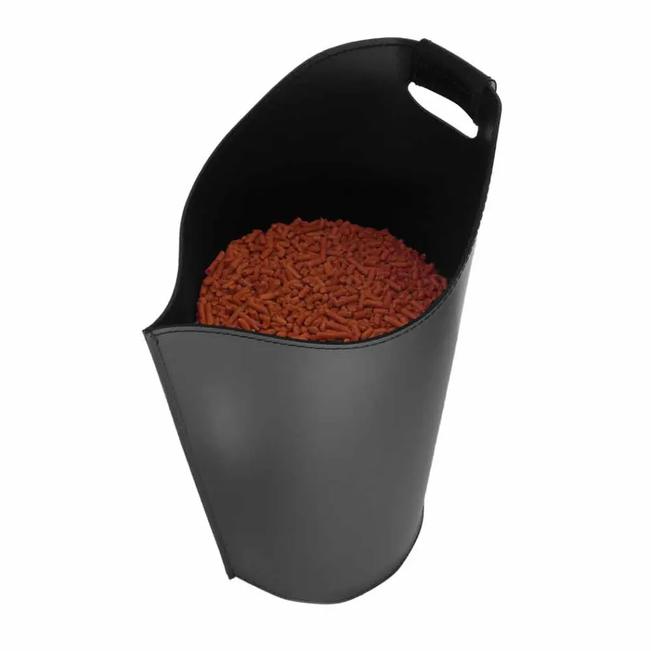 Internal leather pellet basket 15 Kg of Sapel design Viadurini