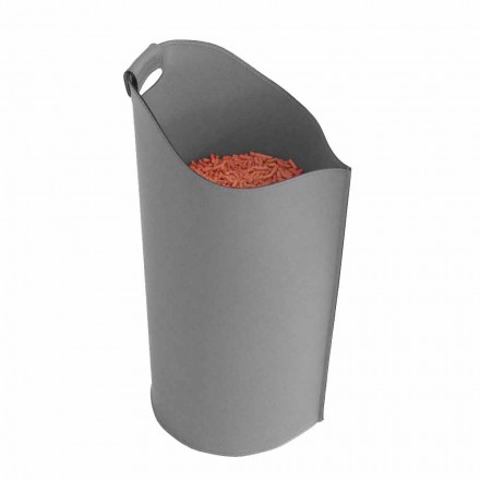 Internal leather pellet basket 15 Kg of Sapel design Viadurini