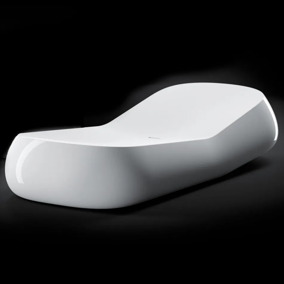 Design Outdoor Chaise Longue in White Polyethylene Made in Italy - Ervin Viadurini