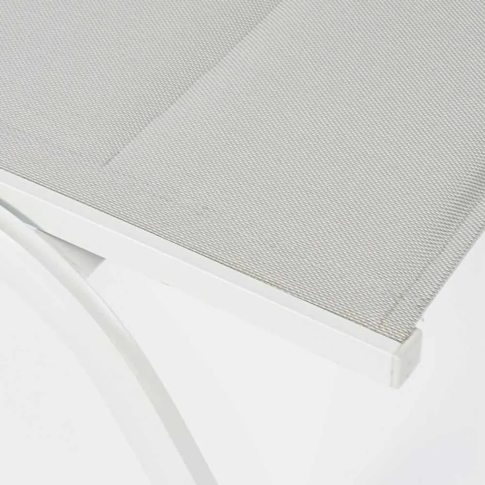 Outdoor Chaise Longue in Textilene and Aluminium with Wheels, 4 Pieces - Babilonia Viadurini