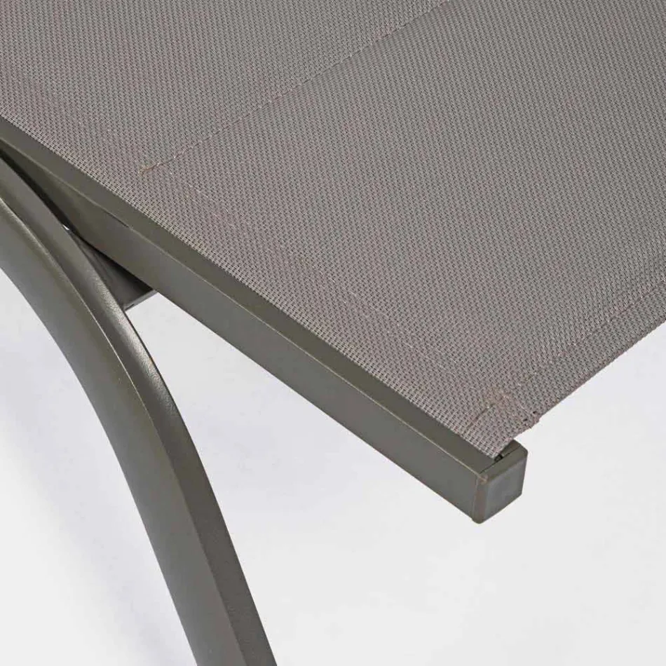 Outdoor Chaise Longue in Textilene and Aluminium with Wheels, 4 Pieces - Babilonia Viadurini