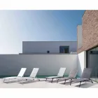 Outdoor Chaise Longue in Textilene and Aluminium with Wheels, 4 Pieces - Babilonia Viadurini