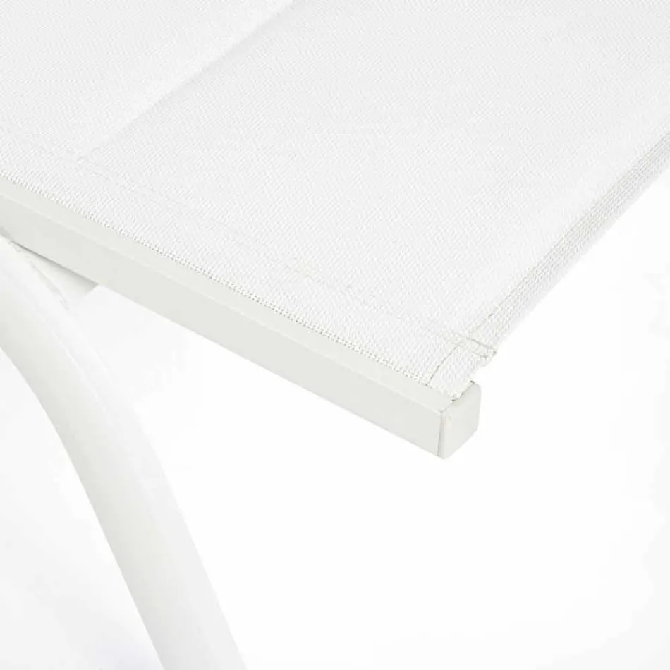 Outdoor Chaise Longue in Textilene and Aluminium with Wheels, 4 Pieces - Babilonia Viadurini