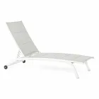 Outdoor Chaise Longue in Textilene and Aluminium with Wheels, 4 Pieces - Babilonia Viadurini