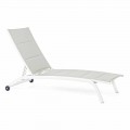 Outdoor Chaise Longue in Textilene and Aluminium with Wheels, 4 Pieces - Babilonia