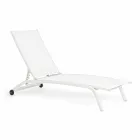 Outdoor Chaise Longue in Textilene and Aluminium with Wheels, 4 Pieces - Babilonia Viadurini