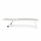 Garden Chaise Longue with Wheels and Reclining Backrest, 4 Pieces - Babilonia Viadurini