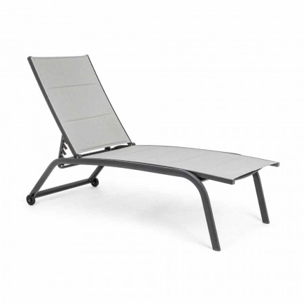 Garden Chaise Longue with Wheels and Reclining Backrest, 4 Pieces - Babilonia Viadurini
