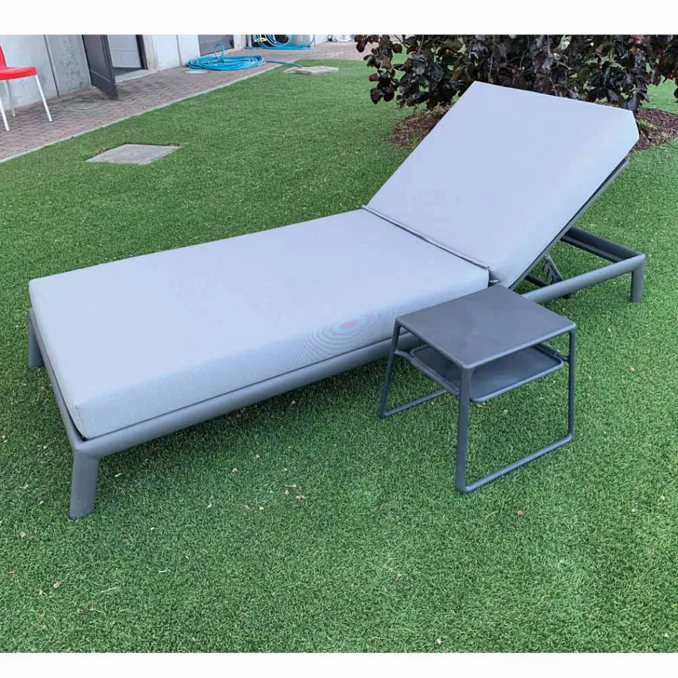 Garden Chaise Longue in Aluminium with Fabric Covering - Eufemia Viadurini
