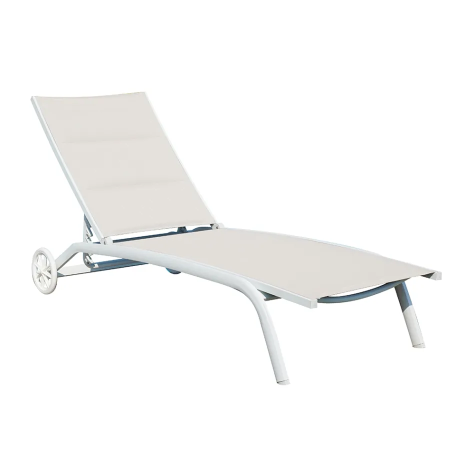 Garden Chaise Longue in Aluminium with Seat in Textilene - Zohra Viadurini