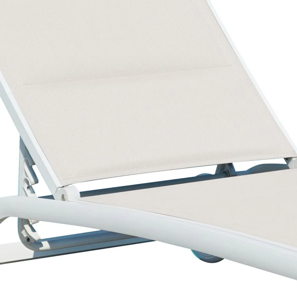 Garden Chaise Longue in Aluminium with Seat in Textilene - Zohra Viadurini