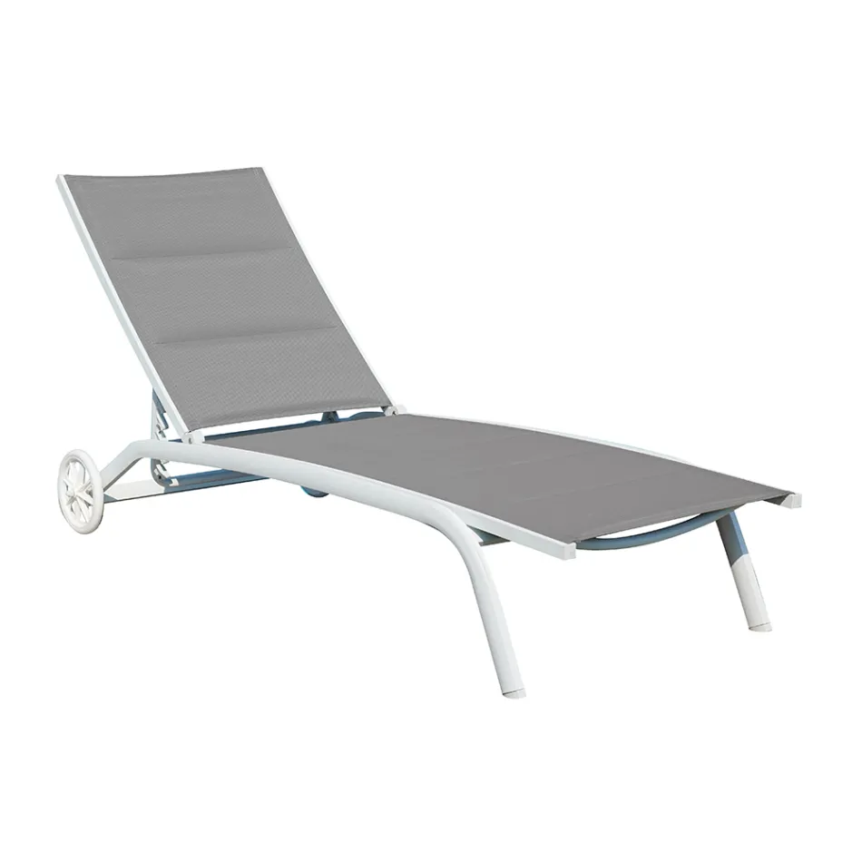 Garden Chaise Longue in Aluminium with Seat in Textilene - Zohra Viadurini