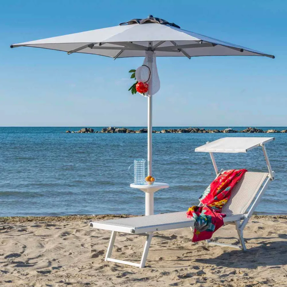 Modern Garden Chaise Longue with Parasol and Reclining Backrest - Arnold Viadurini