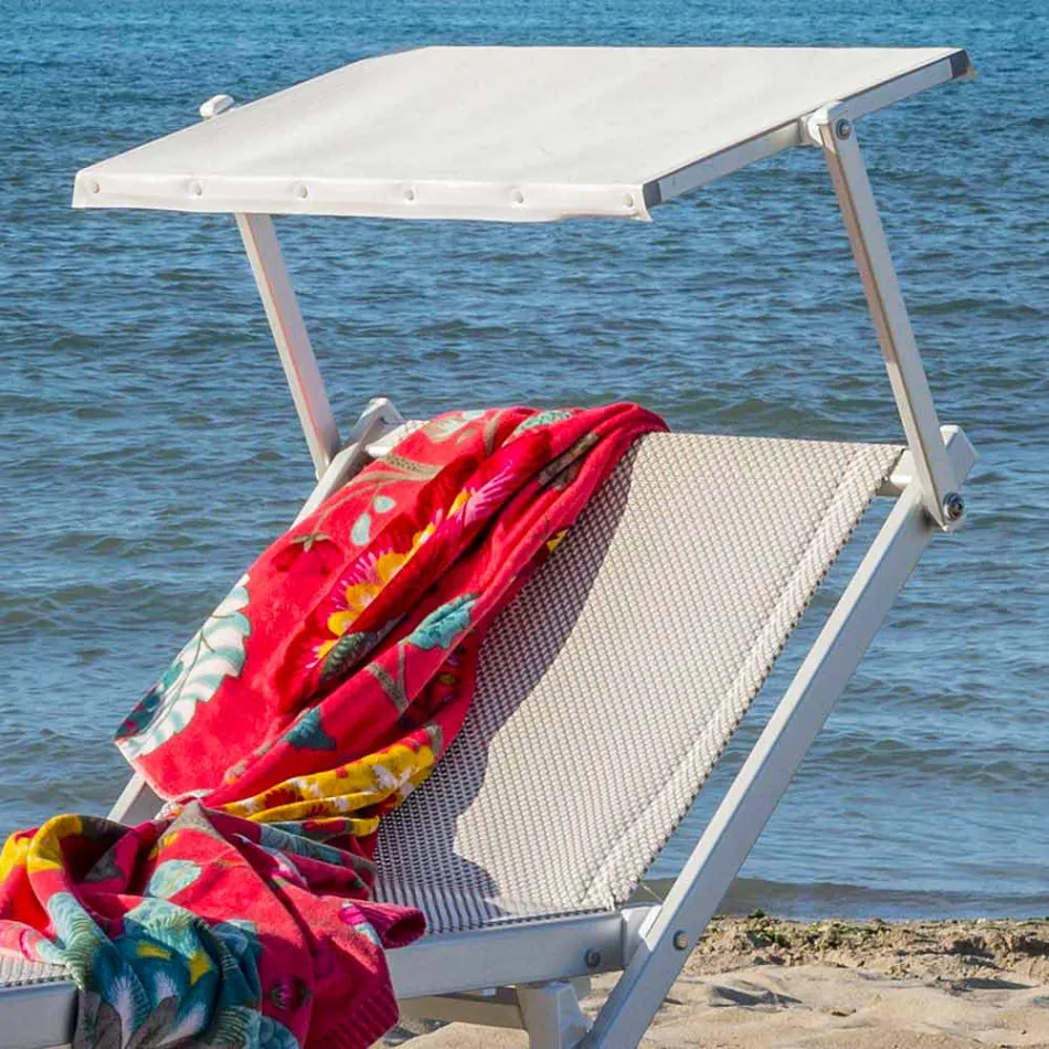 Modern Garden Chaise Longue with Parasol and Reclining Backrest - Arnold Viadurini