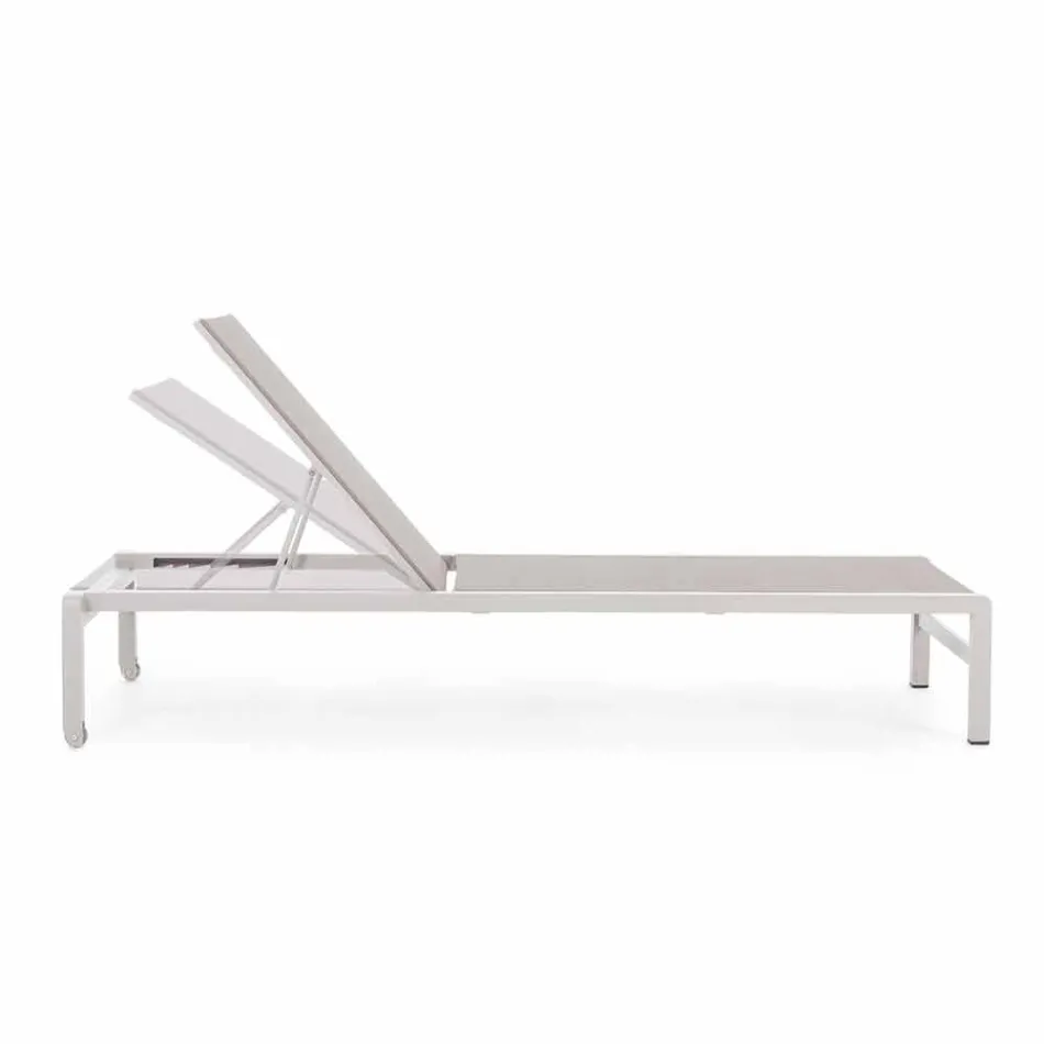 Homemotion Aluminium Reclining Garden Chaise Longue, 4 Pieces - Lester Viadurini