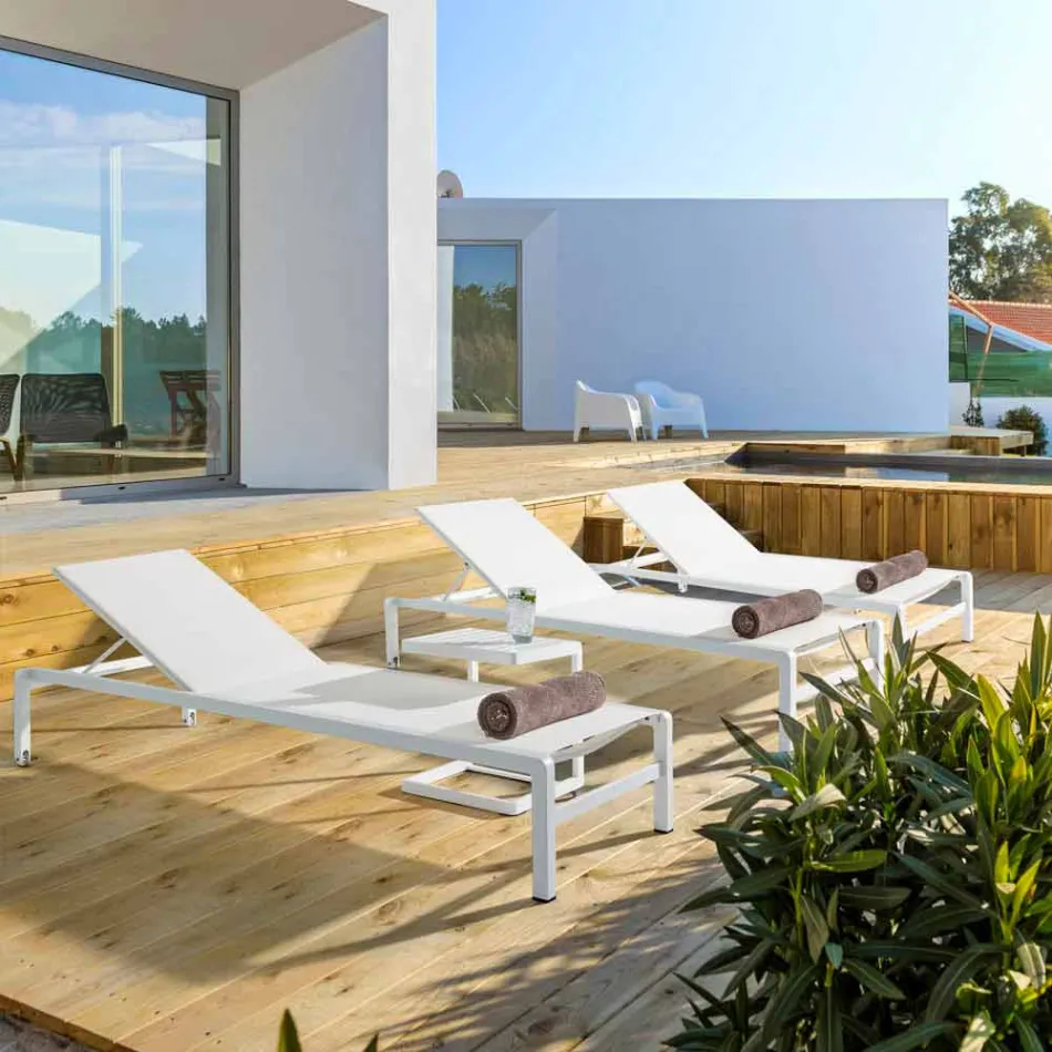 Homemotion Aluminium Reclining Garden Chaise Longue, 4 Pieces - Lester Viadurini