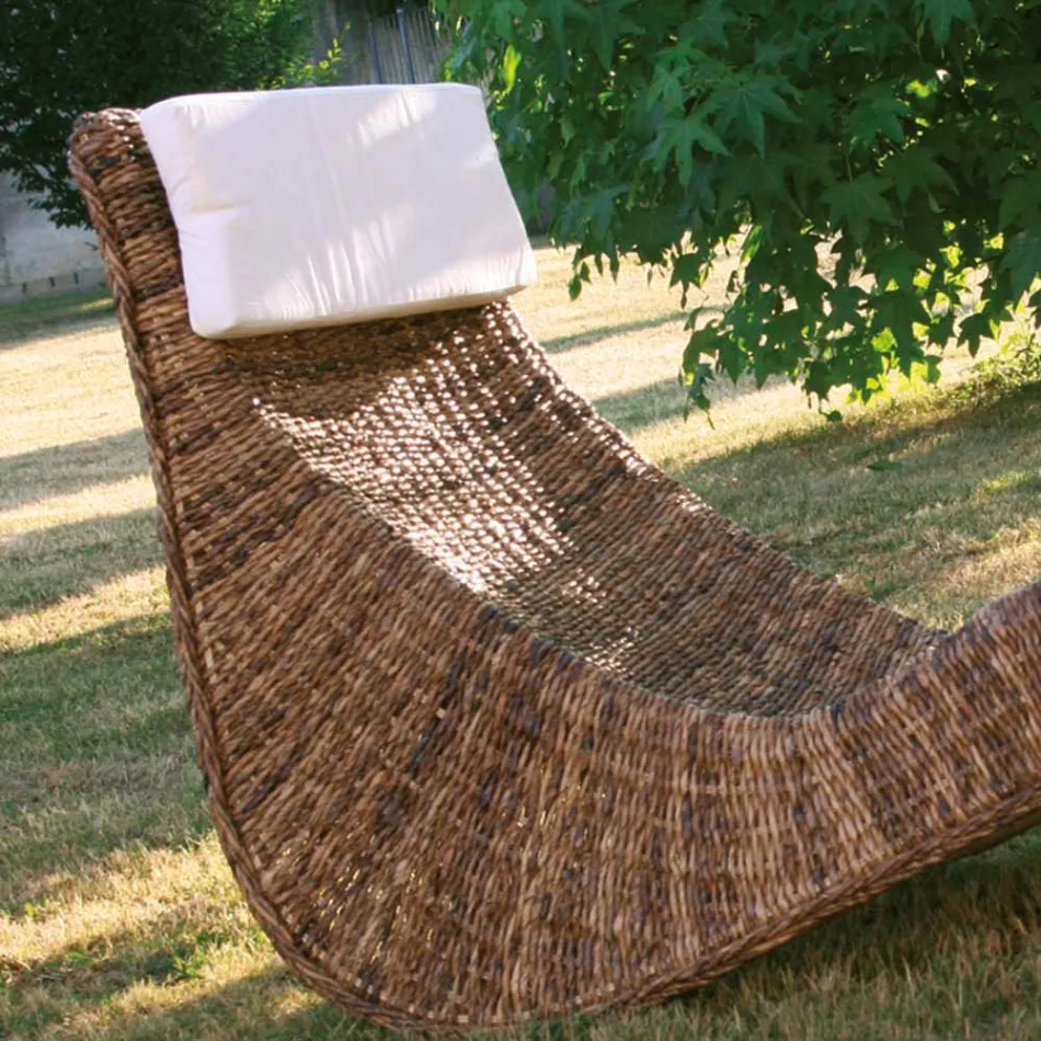 Outdoor Chaise Longue in Banana Weaving with Headrest - Jolanda Viadurini