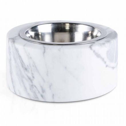 Dogs and Cats Bowl in White Carrara Marble Made in Italy - Ciotta Viadurini
