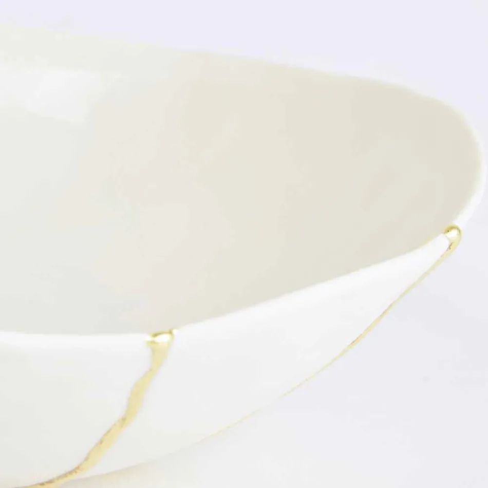 Bowls in White Porcelain and Gold Leaf Italian Luxury Design - Cicatroro Viadurini