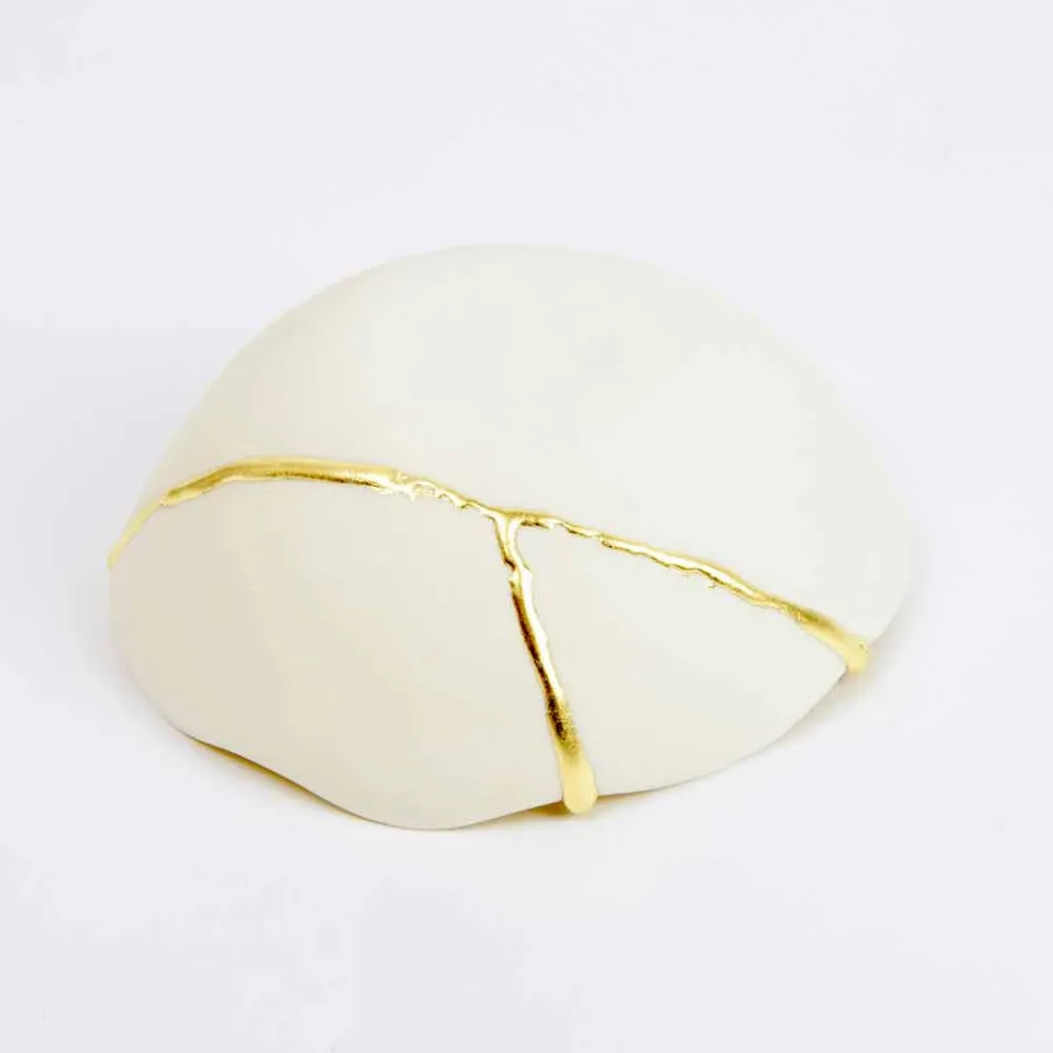 Bowls in White Porcelain and Gold Leaf Italian Luxury Design - Cicatroro Viadurini