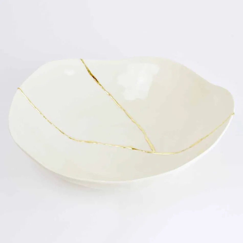 Bowls in White Porcelain and Gold Leaf Italian Luxury Design - Cicatroro Viadurini