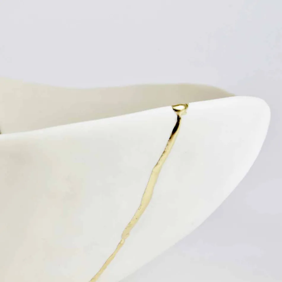 Bowls in White Porcelain and Gold Leaf Italian Luxury Design - Cicatroro Viadurini