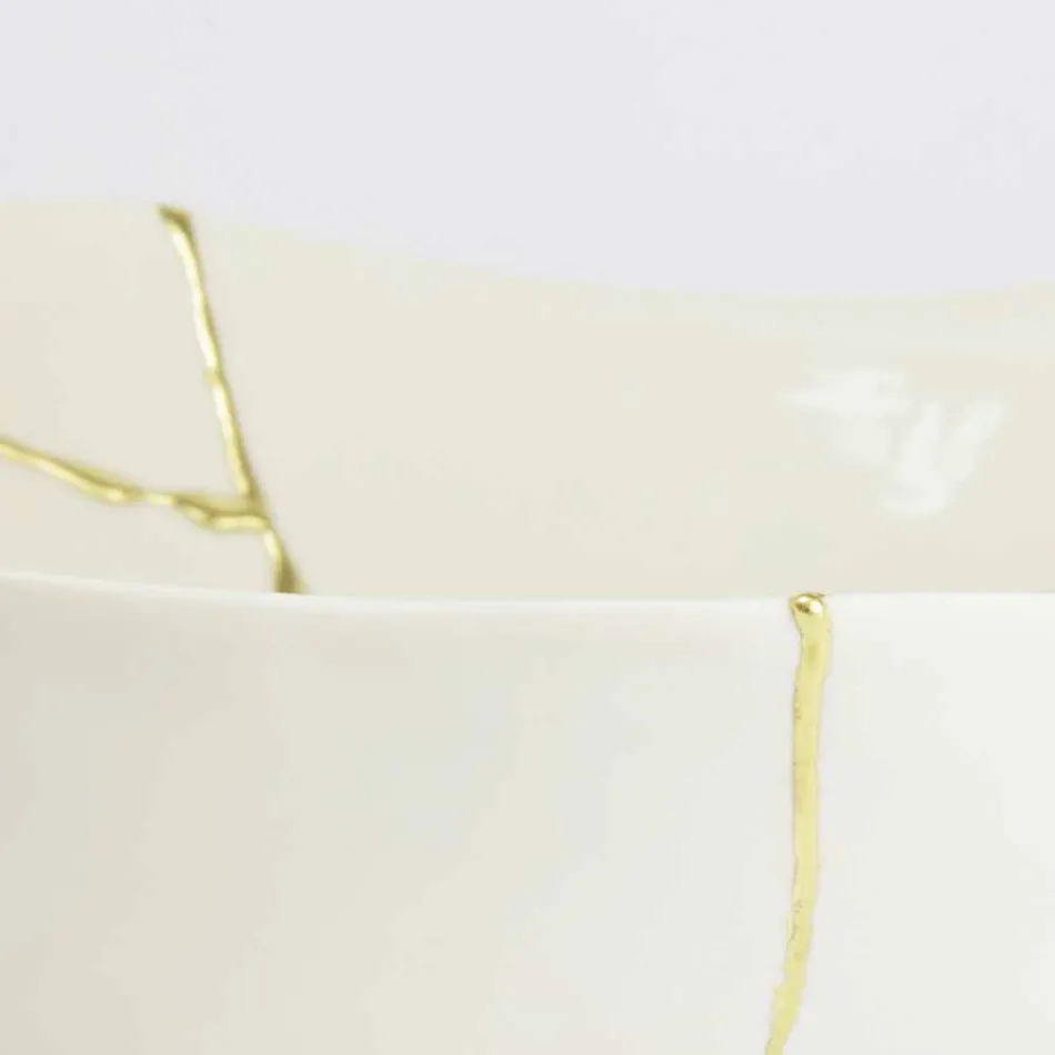 Bowls in White Porcelain and Gold Leaf Italian Luxury Design - Cicatroro Viadurini