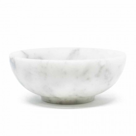 Round Bowl in Satin White Carrara Marble Made in Italy - Delly Viadurini