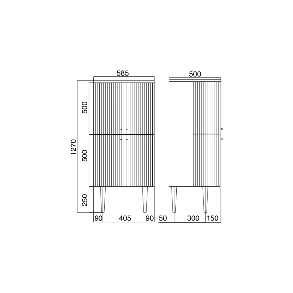 Column with Four Doors with Cannetté Processing Made in Italy - Sweets Viadurini