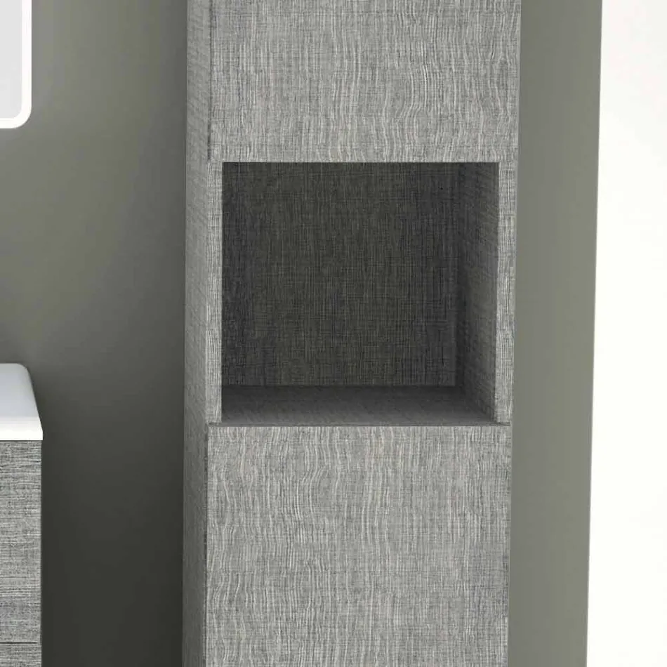 Bathroom column with 2 doors in modern design eco-wood Ambra, made in Italy Viadurini