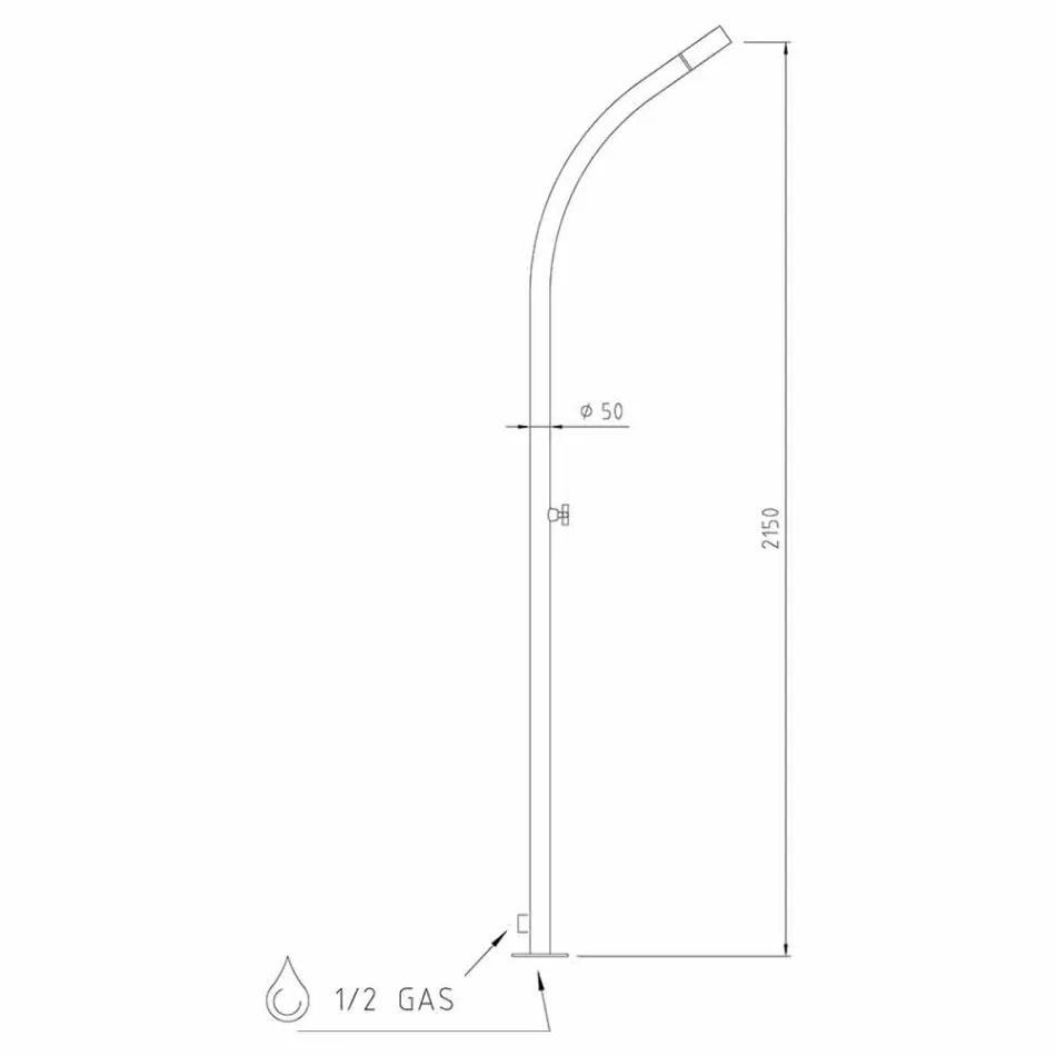 Outdoor Shower Column in Steel with Built-in Shower Head Made in Italy - Yuki Viadurini