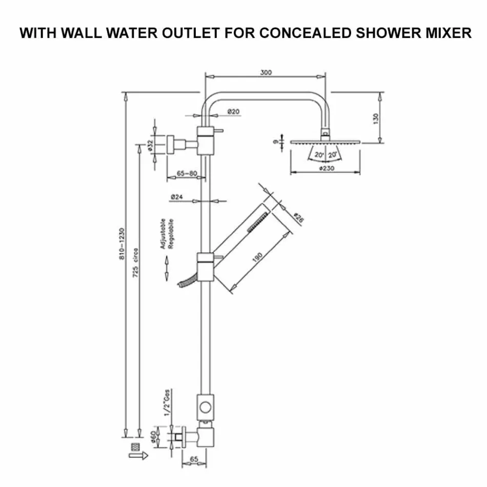 Brass Shower Column with Abs Shower and Made in Italy Shower Head - Bonnet Viadurini