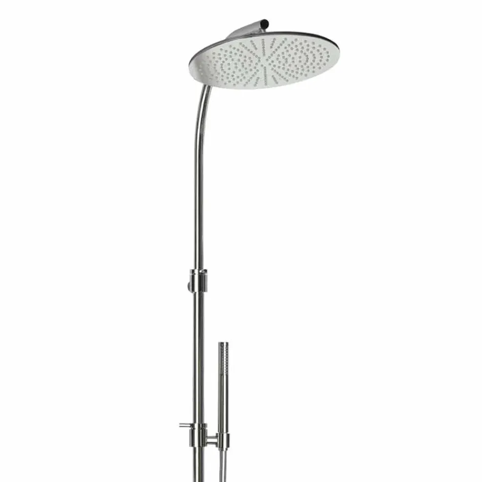 Brass Shower Column with Round Steel Showerhead Made in Italy - Kennedy Viadurini