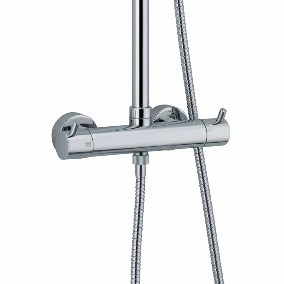 Shower column in chromed brass with flexible hose and hand shower made in Italy - Griso Viadurini