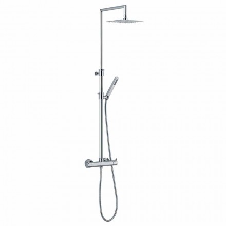 Shower column in chromed brass with flexible hose and hand shower made in Italy - Griso Viadurini