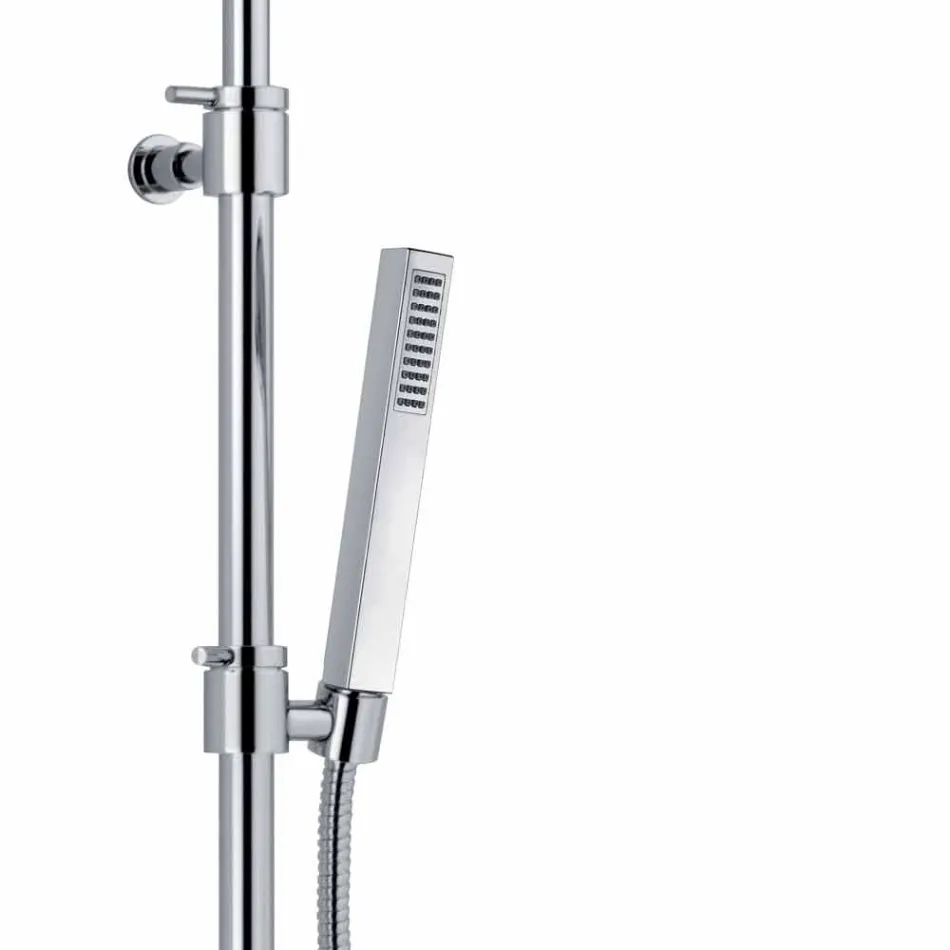 Shower column in chromed brass with shower head and flexible hose Made in Italy - Cunio Viadurini