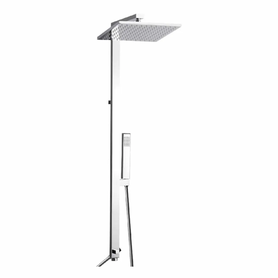 Shower column in chromed brass with steel shower head Made in Italy - Marlo Viadurini