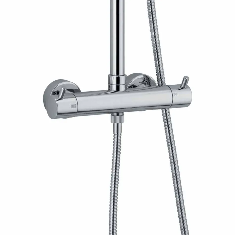 Shower column in chromed brass with square shower head Made in Italy - Griso Viadurini